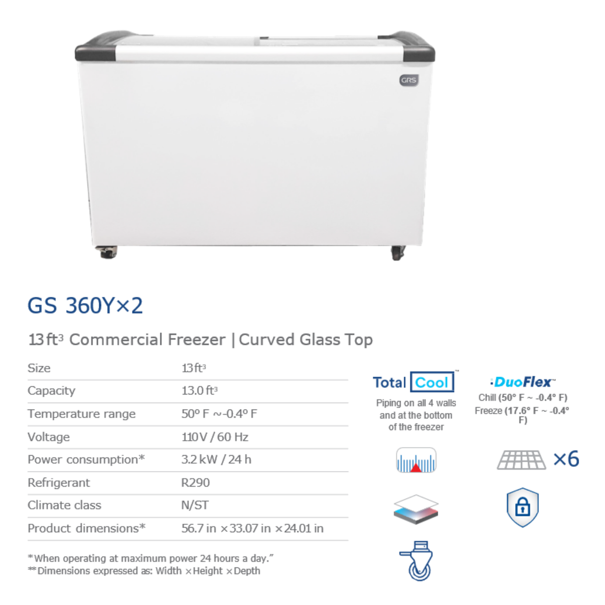 Glass Door Chest Freezer 9.6 CU