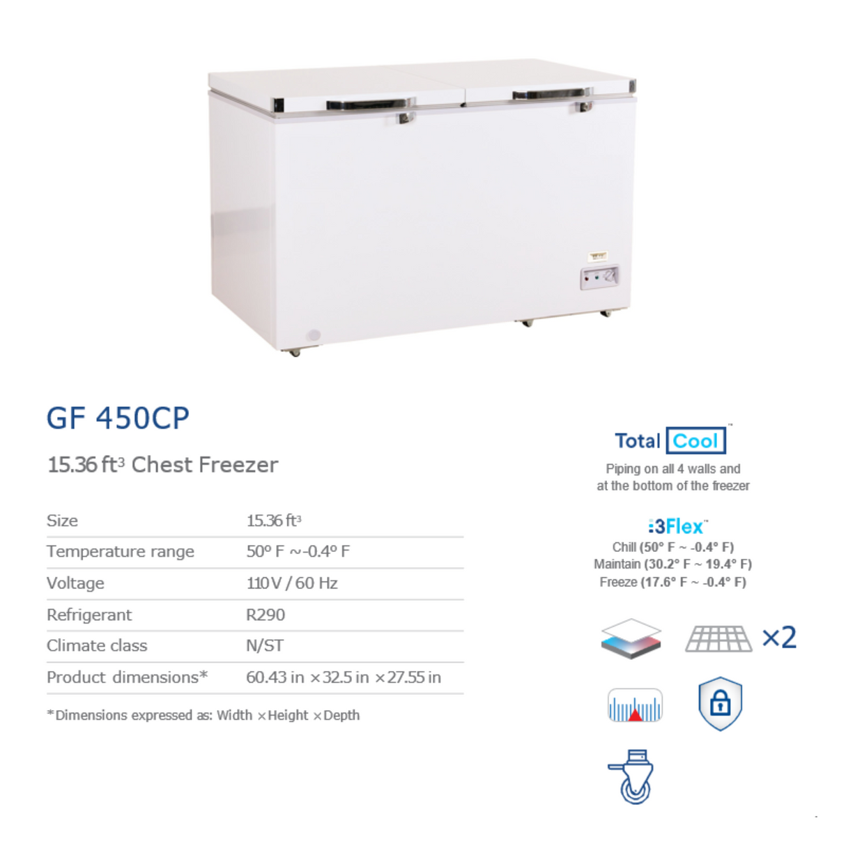 Chest Freezer 15.36 CU